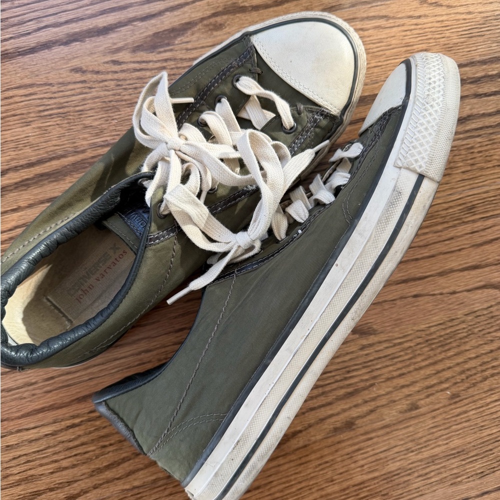 John Varvatos Converse Green and White Sneakers